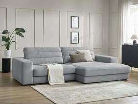 Jasnoszary aksamitny narożnik (prawostronny/z szezlongiem) Sierra – Bobochic Paris