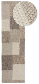 Beżowy chodnik z mieszanki wełny tkany ręcznie 60x230 cm Minerals Patchwork – Flair Rugs