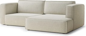 Kremowy rozkładany narożnik ze schowkiem z tkaniny szenilowej (prawostronny/z szezlongiem) Velto – Maison de Rêve