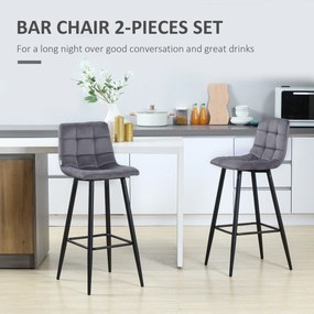 HOMCOM Hokery barowe 2 szt z podnóżkiem Retro design Stabilne i komfortowe Szary | Aosom PL