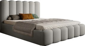 Łóżko tapicerowane MONA V DomoHome, schowek, designerskie wezgłowie, elegancka tkanina, 180x200 cm, JESION