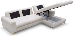 Masseno Narożnik VERONA z funkcją spania i pojemnikiem na pościel Narozniki L, Rozkładana sofa - Kremowy, LOFT 1