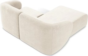 Beżowy narożnik z tkaniny szenilowej (lewostronny/z szezlongiem) Lani – Makamii