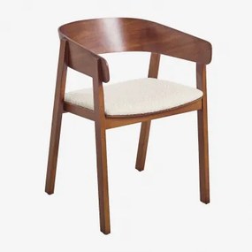 Zestaw 2 Krzeseł Do Jadalni Olsen Wooden Ciemna Czerń & Bouclé White - Sklum