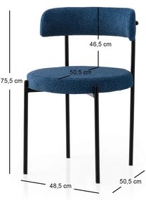 Zestaw krzeseł do jadalni Gini Dark Blue andBlack, 2 szt.