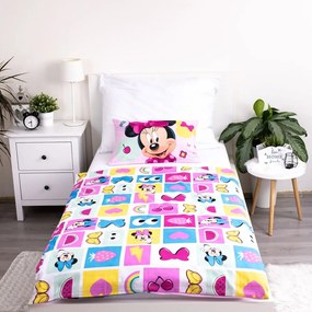 Różowa bawełniana pościel dziecięca do łóżeczka 100x135 cm Minnie "Sweet" – Jerry Fabrics