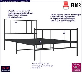 Czarne metalowe łóżko pojedyncze 80x200 cm Tegol