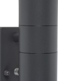 Lampa ścienna zewnętrzna ciemnoszara 2-światłowa z czujnikiem zmierzchu - Duo