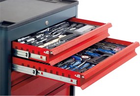 Wózek warsztatowy mobilny na narzędzia GD, 6 szuflad, 705 x 545 x 960 mm, grafitowy /czerwony