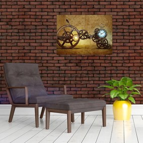 Obraz na szkle starych mechanizmów zegarowych (70x50 cm)