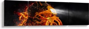Obraz - Motocyklista z płomieniami (170x50 cm)