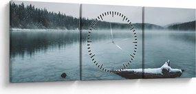 Obraz - lodowe nordyckie jezioro (z zegarem) (90x30 cm)