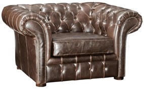Fotel typu chesterfield z postarzanej skóry CLOTAIRE