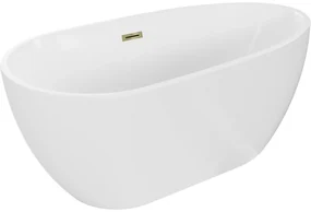 Mexen Eos wanna wolnostojąca 150 x 75 cm, biała, przelew złoty - 52471507500-50