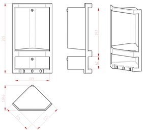 Dwupoziomowa półka narożna GEDY 8079 Junior, 18,9x 38,5 x 13,9 cm, termoplastyczna, biała