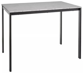 Promocja: Czarny stół jadalny RAMOD 100x60 cm, biały marmurowy dekor, II jakość