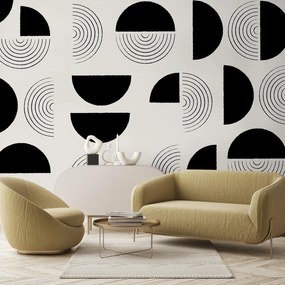 Fototapeta – Abstrakcyjne czarno-białe koła (196x136 cm)
