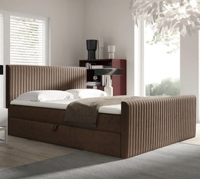 Brązowe welurowe łóżko kontynentalne 5 rozmiarów S3-H84