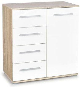 Komoda Kaloe C5 - biała + dąb sonoma mat
