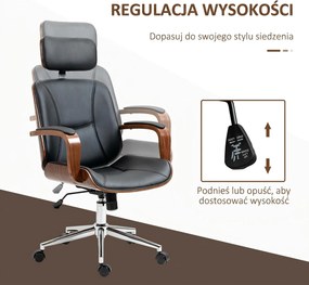 Vinsetto Ergonomiczny Fotel Biurowy z Wysokim Oparciem, Odczepianym Zagłówkiem do Domowego Biura, Czarny | Aosom PL