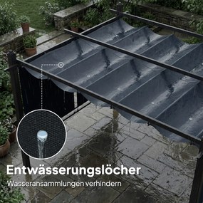 Outsunny Pergola 3 x 4 m z regulowanym dachem, automatycznie zwijanymi roletami, ochrona UV50+, aluminiowa rama | Aosom PL