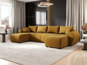 Narożnik BEDANTE MOLISA U itaka 33 czarny z funkcją spania Narożnik w kształcie litery U z miejscem do przechowywania Skrzynia na pościel