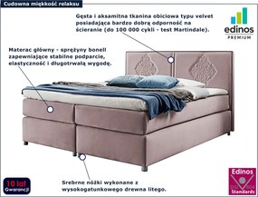 Różowe welurowe łóżko kontynentalne 5 rozmiarów Z9-W35