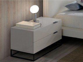 Szafka nocna z szarego drewna i czarnej stali 7004 ANGEL CERDA