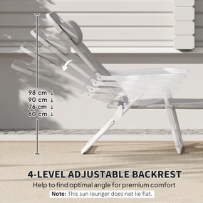 Outsunny Składany leżak ogrodowy z poduszką, leżak z 4-stopniową regulacją oparcia do 120 kg, jasnoszary