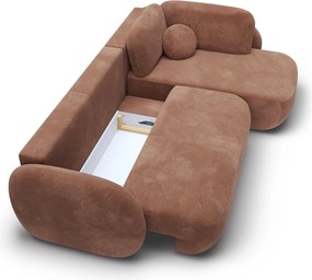 Masseno Narożnik AMICO z funkcją spania i pojemnikiem na pościel Narozniki L, Rozkładana sofa - Brązowy, EGON 44
