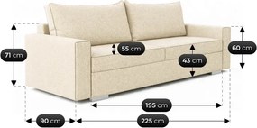 Sofa z Funkcją Spania DRAVOS Kremowa Boucle Nowoczesna