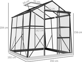 Outsunny Szklarnia Aluminiowa Czarna 192x192x204cm | Aosom PL