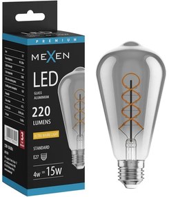 Mexen Vintis żarówka filament spirala LED E27, ST64, 4W, Ciepła - 2200K, 220 lm, smoke - L162-E27-0422-70