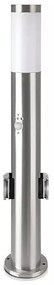 Lampa zewnętrzna z czujnikiem + 2 gniazdami 1xE27/60W/230V IP44 60cm matowy chrom