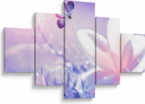 Obraz - Motyl lecący do kwiatu (125x70 cm)
