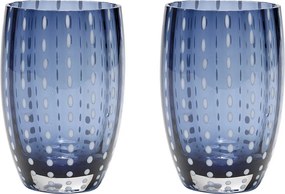 Zafferano Perle Blue and Grey zestaw 2 szklanek dmuchane szkło, 32 cl, ręcznie robione