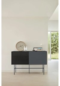 Czarno-antracytowa niska komoda z drzwiami przesuwnymi 140x91 cm Nube – Teulat