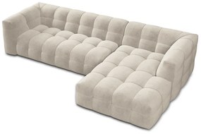 Beżowy aksamitny narożnik Windsor &amp; Co Sofas Vesta, prawostronny