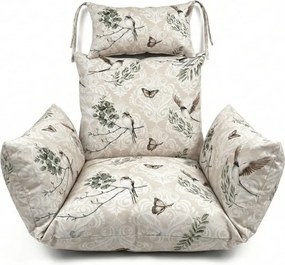 Czarne wiszące krzesło KOKON bez stojaka, beżowa poduszka