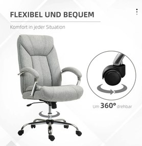 Vinsetto Ergonomiczne Krzesło Biurowe z Wysokim Oparciem, Oddychająca Tkanina, Regulowana Wysokość, Szare