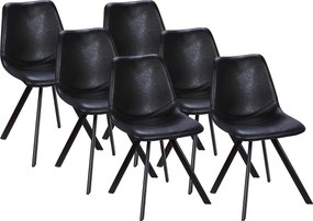 Zestaw 6 krzeseł LUBINE – Skóra ekologiczna – Kolor czarny