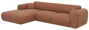 Kanapa narożna lewostronna dużych rozmiarów z teksturowaną terakotową tapicerką - POGNI marki Maison Céphy