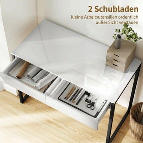 HOMCOM Biurko 100 x 50 cm, stół komputerowy, biurko z 2 szufladami, do małych pomieszczeń, Czarny | Aosom PL