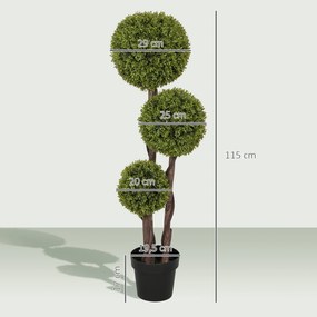 HOMCOM Bukszpan sztuczny, roślina z realistycznym wyglądem, do użytku zewnętrznego, Zielony + Czarny