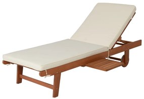 Kremowo-naturalny drewniany leżak ogrodowy San Diego – Garden Pleasure