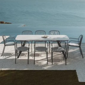 Zestaw Stołu Prostokątnego 200x95 Cm Z Aluminium Brinela Oraz 8 Krzeseł Ogrodowych Z Podłokietnikami Ze Stali Anerina Grafitowa Szarość - Sklum