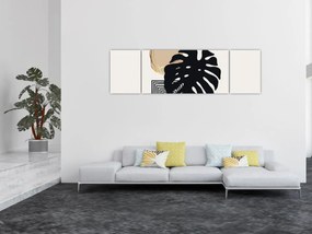 Obraz - Abstrakcja z tropikalnymi liśćmi N⁰2 (170x50 cm)