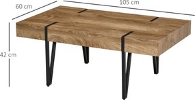 HOMCOM stolik kawowy w stylu przemysłowym z naturalnym drewnem i metalową konstrukcją czarny + brąz idealny do salonu | Aosom PL