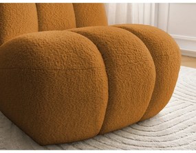 Musztardowy fotel z materiału bouclé Janissaire – Bobochic Paris