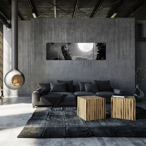 Obraz - Nocna sowa, czarno-biały (170x50 cm)